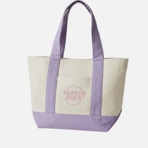 NWT Trader Joe's Cream and Lavender
Canvas Tote Bag Large
